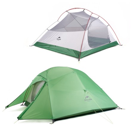 Палатка 3-местная Naturehike сверхлегкая + коврик Сloud up NH18T030-T, 20D , зеленый, 6927595765685